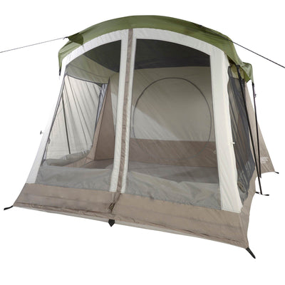 Insta-Bed Klondike 8 Person Camping Tent with Queen Air Mattress and Bedding Set