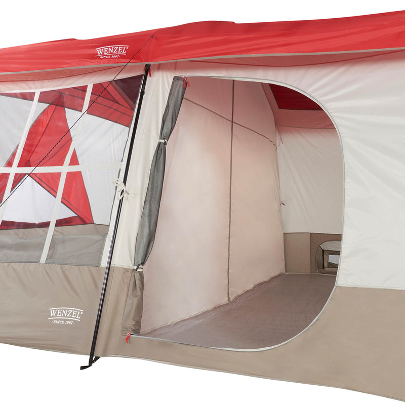 Wenzel Kodiak 9 Person Family Cabin Style Outdoor Camping Tent w/ Divider, Red