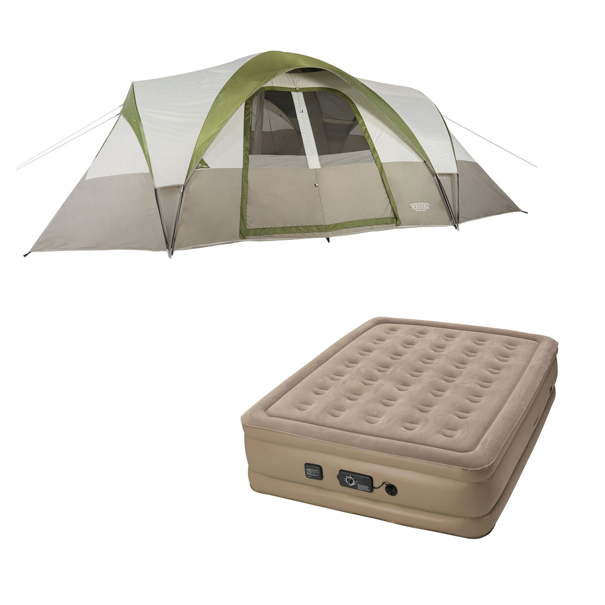 Wenzel Mammoth 16-Person Family Dome Camping Tent w/ Insta-Bed Queen with Pump