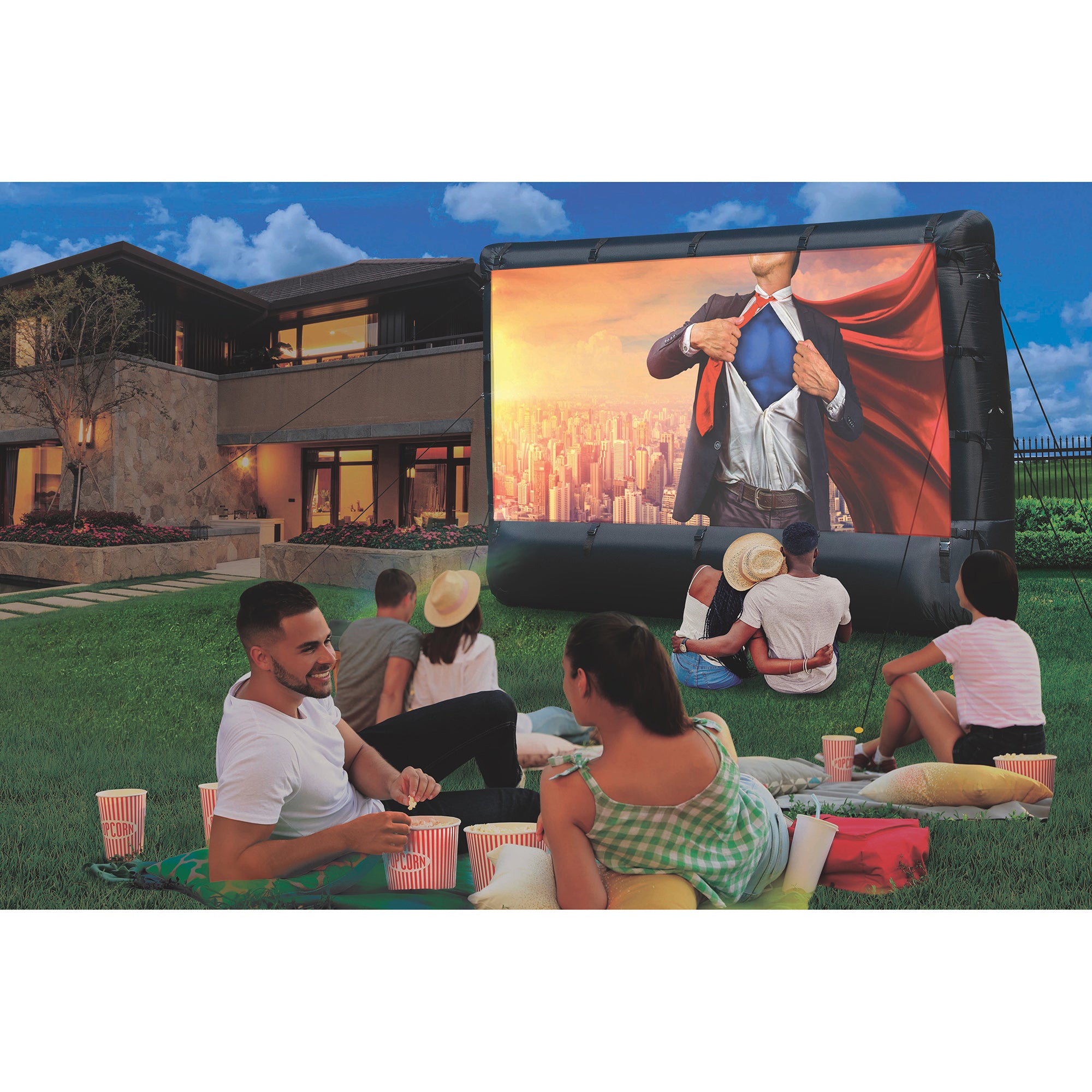 Banzai Toss Like A Boss Pong Lawn Game & Airflowz Inflatable Projection Screen