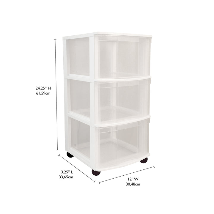 Gracious Living Classic 3 Drawer Organizer Plastic Storage Cart w/Wheels(2 Pack) - VMInnovations