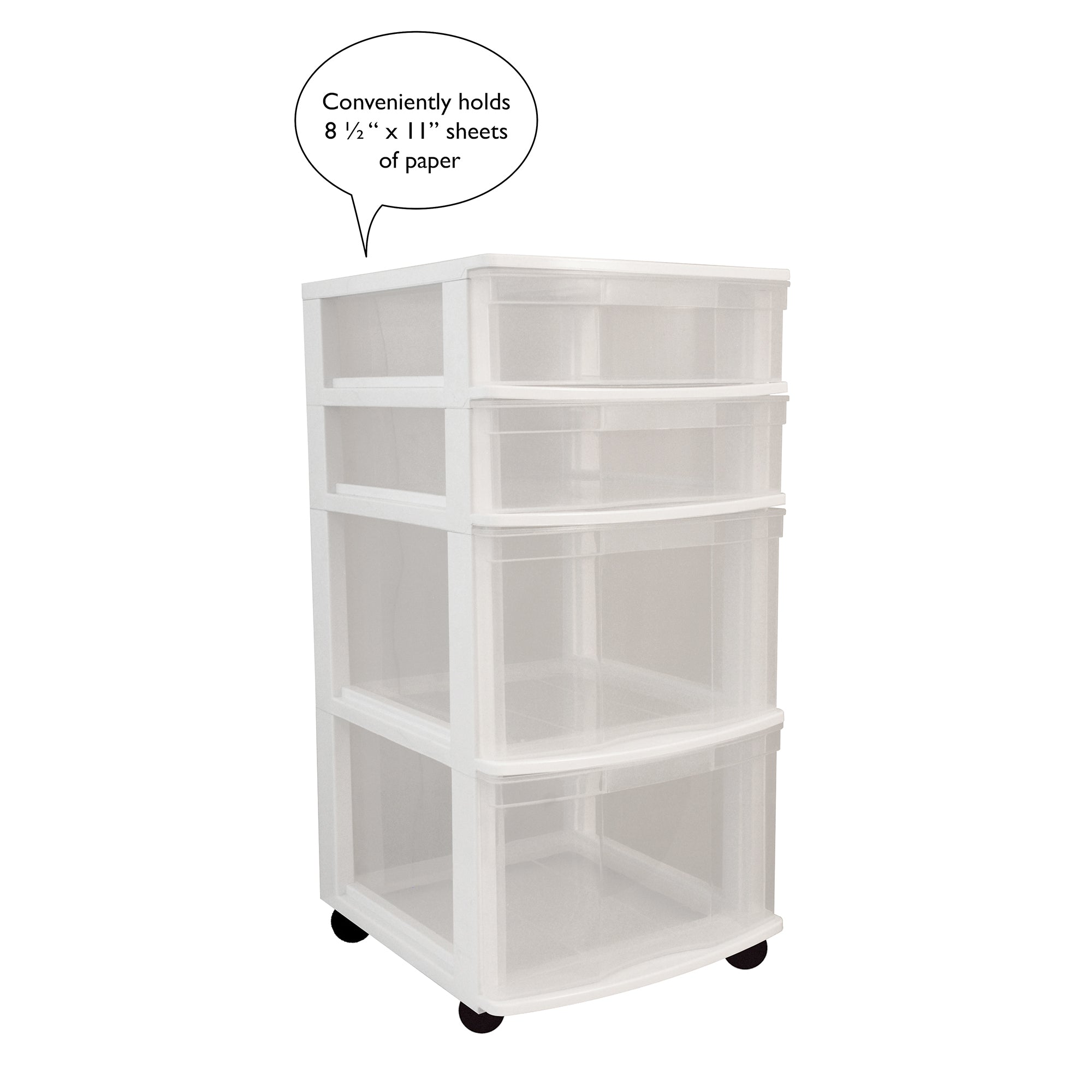 Gracious Living Clear 4 Drawer Storage Chest System w/Casters, White (3 Pack) - VMInnovations