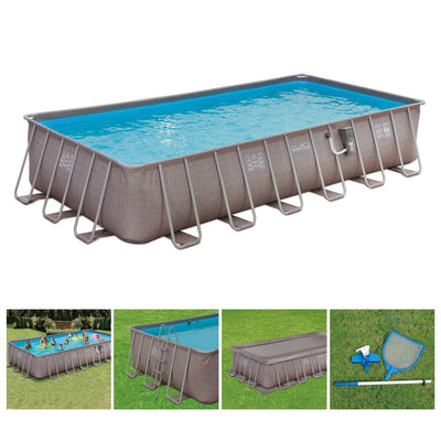 Summer Waves 24ft x 12ft x 52in Rectangle Above Ground Frame Pool Set (Open Box)