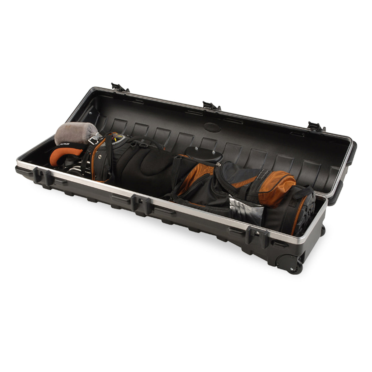 SKB Cases ATA Standard Hard Plastic Wheeled Golf Bag Travel Case, Black (2 Pack)