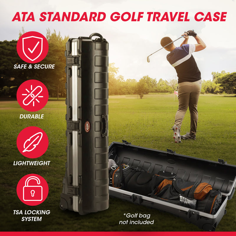 SKB Cases ATA Hard Shell Plastic Storage Wheeled Golf Travel Carrier (Damaged)