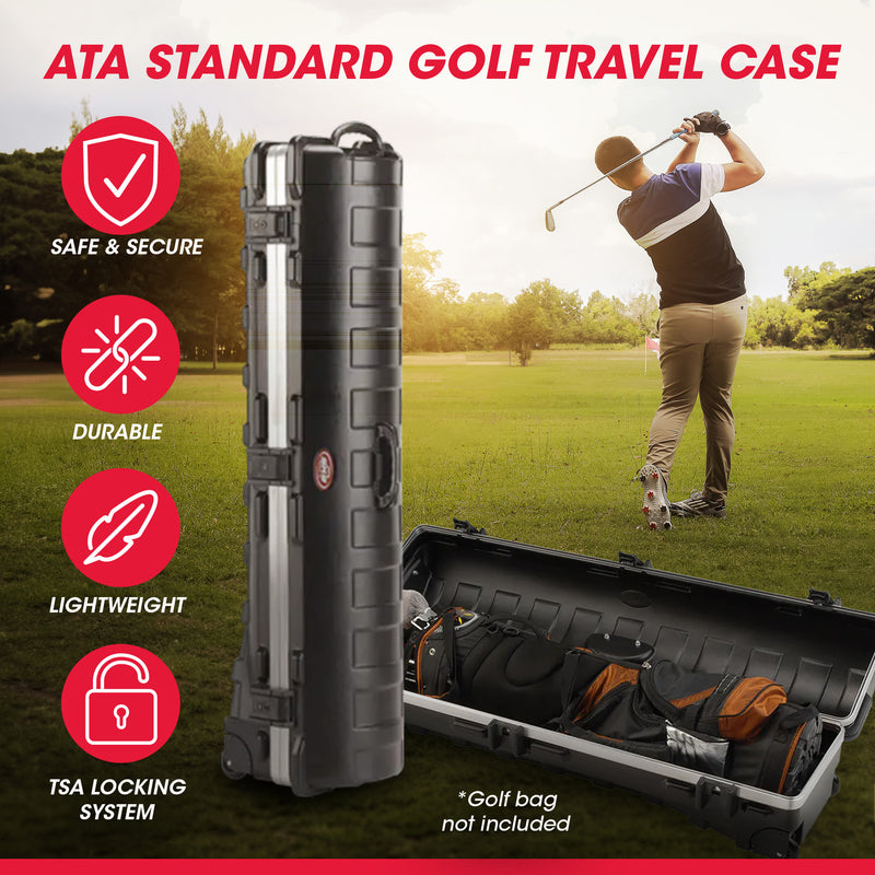 SKB Cases ATA Standard Hard Shell Plastic Storage Wheeled Golf Travel Carrier