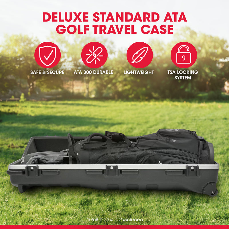 SKB Cases ATA Deluxe Standard Hard Plastic Storage Wheeled Golf Bag Travel Case