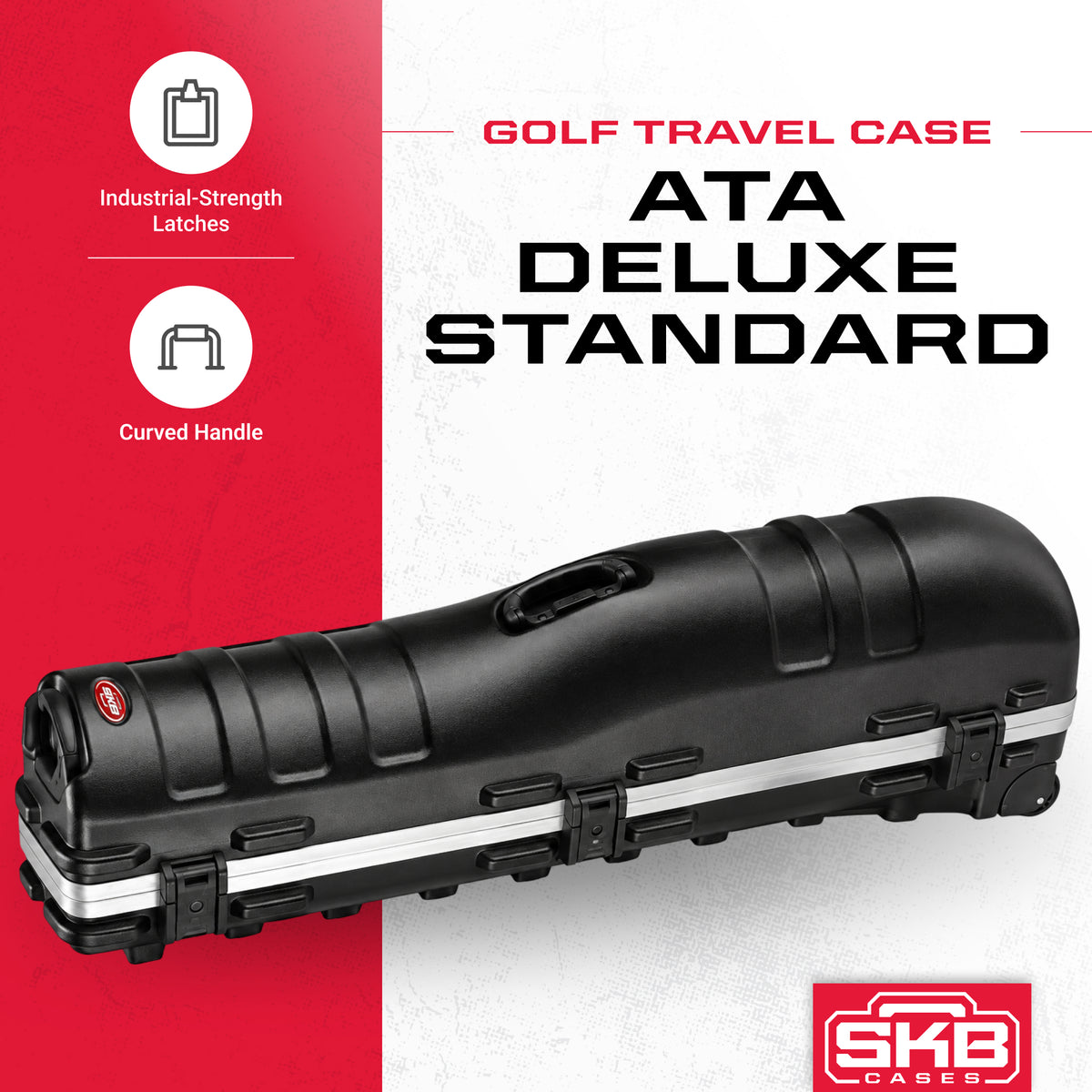 SKB Cases ATA Deluxe Standard Medium Hard Plastic Wheeled Golf Bag Travel Case