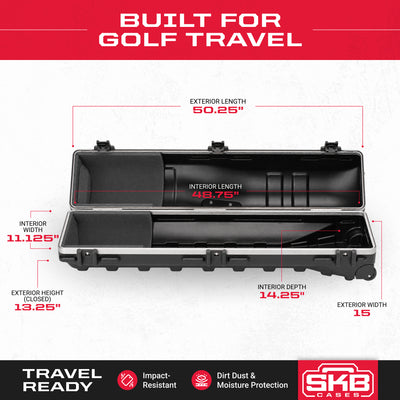 SKB Cases ATA Standard Hard Plastic Wheeled Golf Bag Travel Case (Damaged)