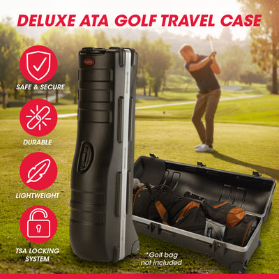 SKB Cases Deluxe ATA Hard Plastic Storage Wheeled Cart Golf Bag Travel Case