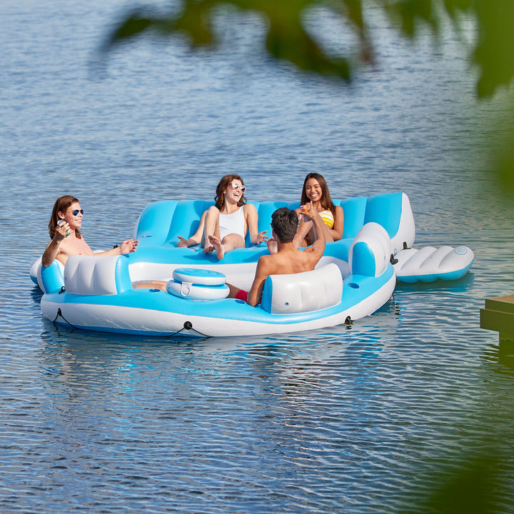 Intex 7-Person Inflatable Island Pool Lake Raft Lounger for Adults (2 Pack)