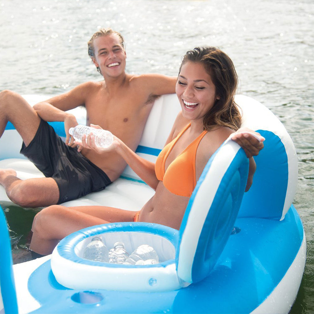 Intex 7-Person Inflatable Island Pool Lake Raft Lounger for Adults (2 Pack)
