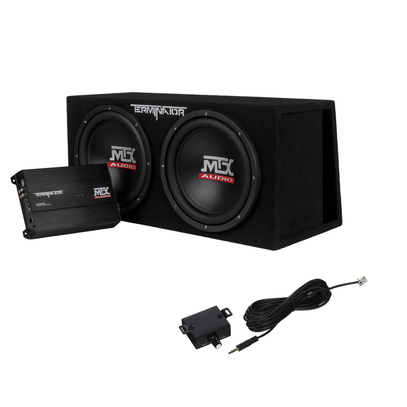 MTX 12 In 2000W Dual Loaded Subwoofer Enclosure w/ Amplifier & Bass Control Knob
