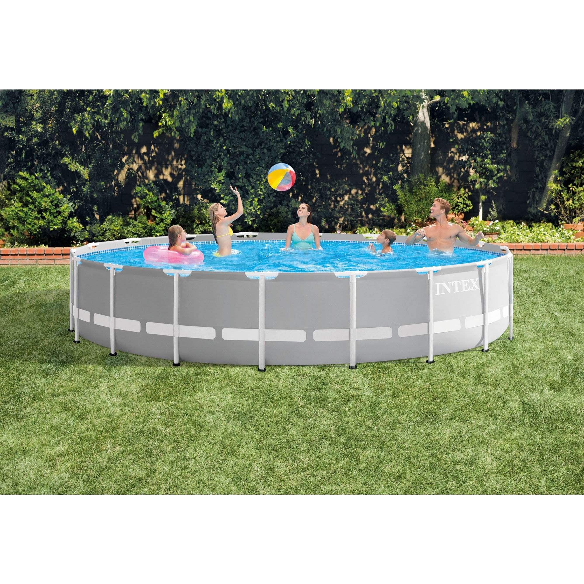 Intex 18ft x 48in Frame Above Ground Swimming Pool Set w/ Pump & Chlorine Tabs