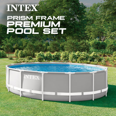 Intex 18 Foot x 48 Inch Prism Frame Above Ground Pool Set with Pump (Open Box)