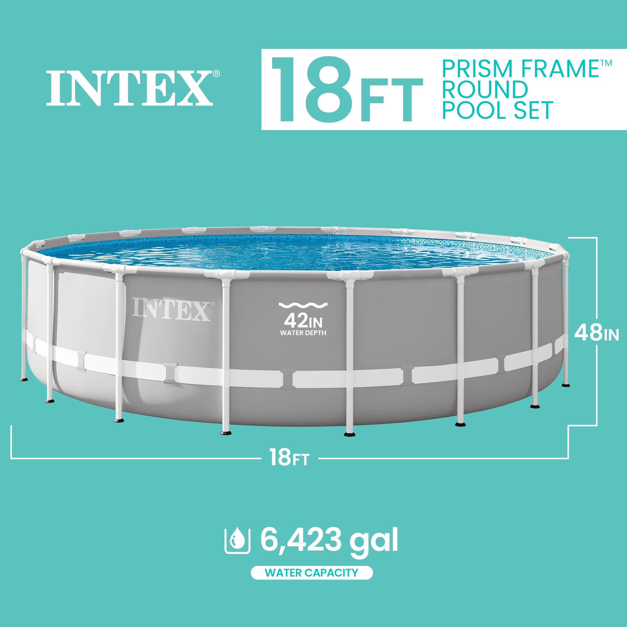Intex 18 Foot x 48 Inch Prism Frame Above Ground Pool Set with Pump (Open Box)