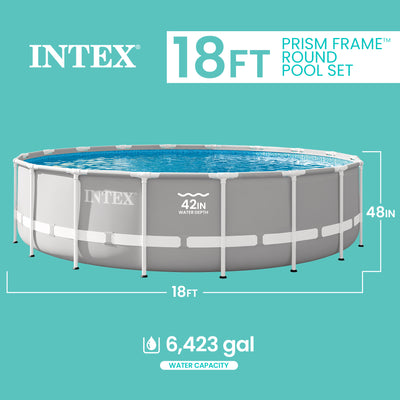 Intex 18 Foot x 48 Inch Prism Frame Above Ground Pool Set with Pump (Open Box)