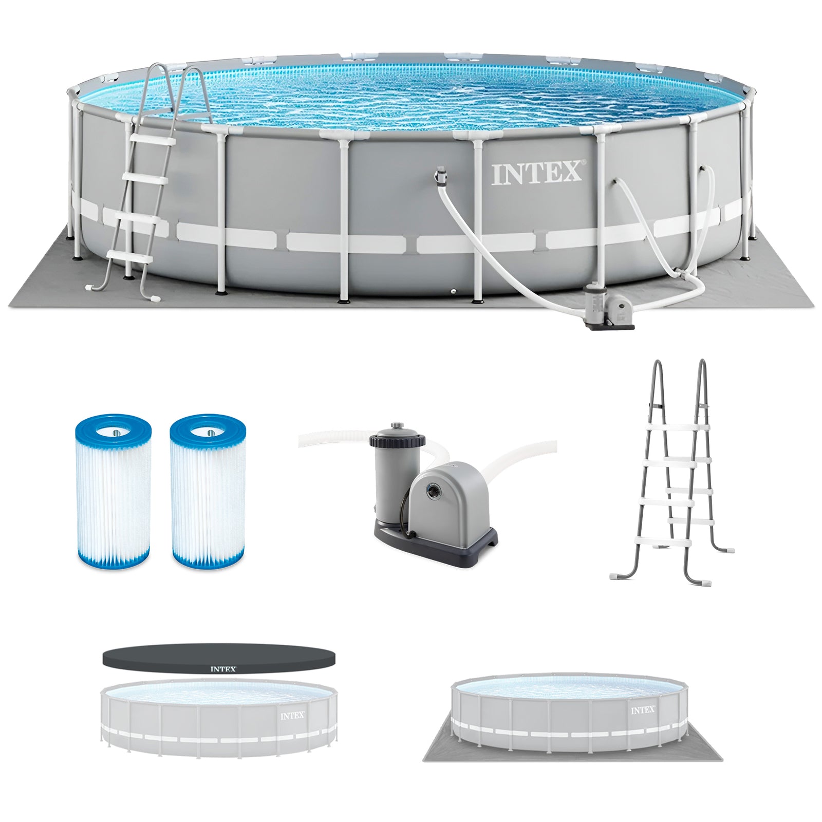 Intex 18 Foot x 48 Inch Prism Frame Above Ground Pool Set with Pump (Used) - VMInnovations