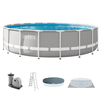 Intex 18 Foot x 48 Inch Prism Frame Above Ground Pool Set with Pump (Used) - VMInnovations