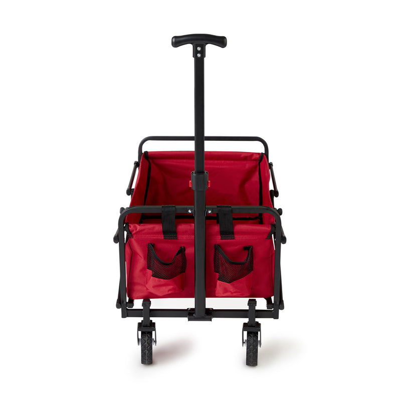 Seina Steel Compact Collapsible Folding Outdoor Portable Utility Cart in Red