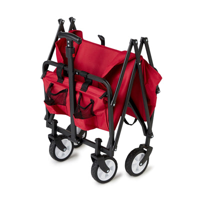 Seina Steel Compact Collapsible Folding Outdoor Portable Utility Cart in Red - VMInnovations
