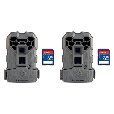 Stealth Cam QS12 10MP Infrared Hunting Scouting Game Camera, 2 Pack + SD Cards