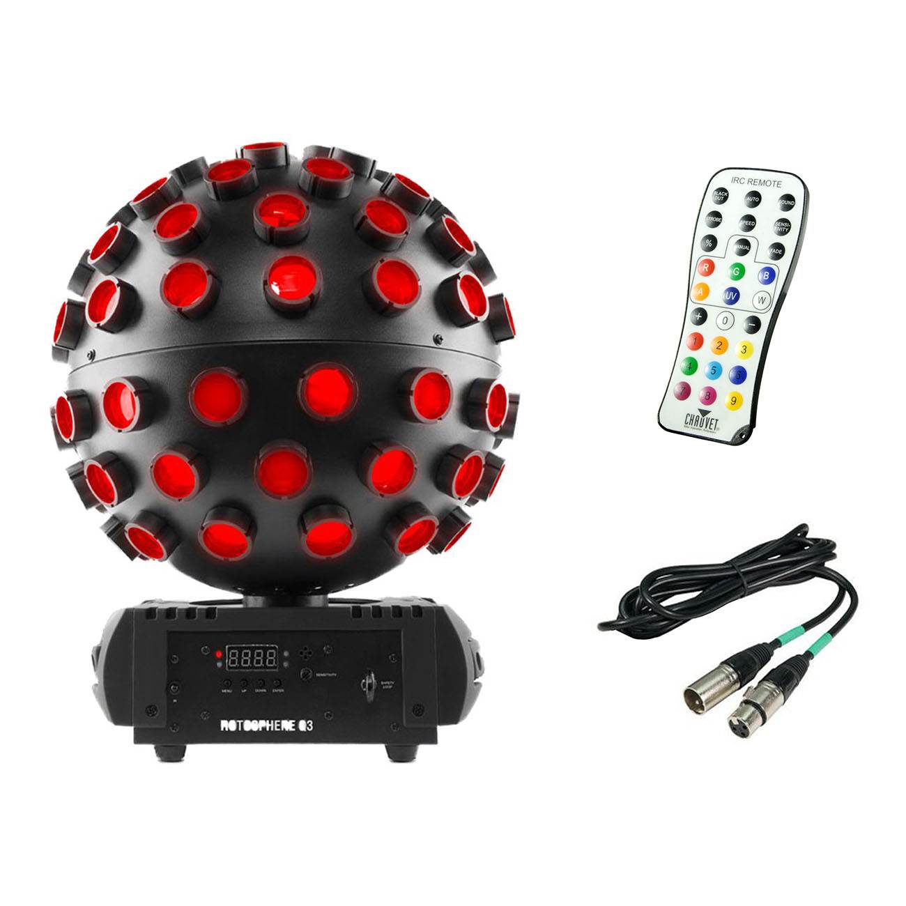 Chauvet DJ Rotosphere Q3 Rotating Mirror Ball Simulator + IRC Remote + 10' Cable
