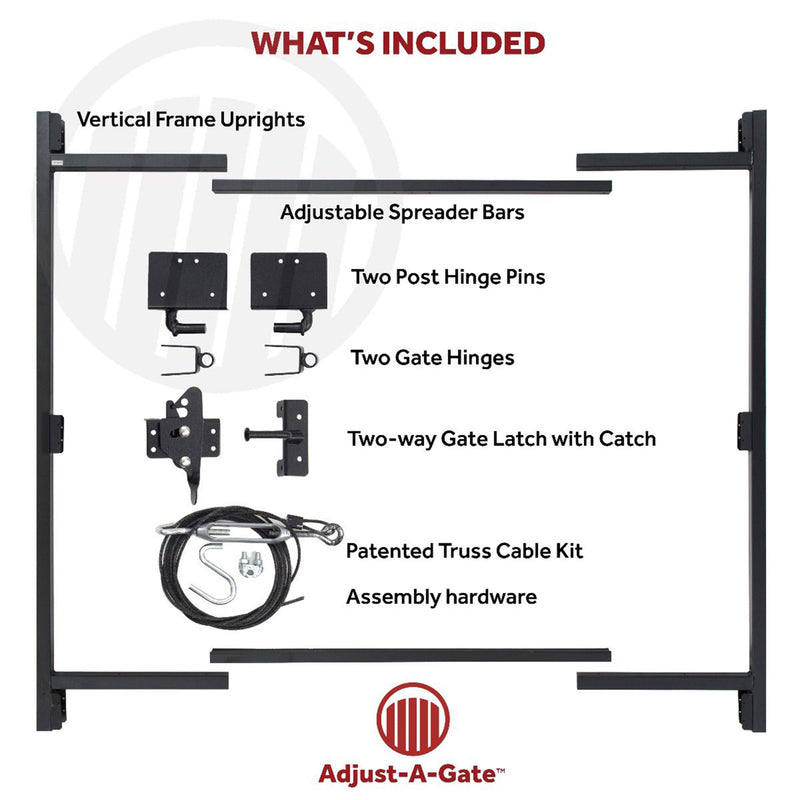 Adjust-A-Gate Gate Building Kit, 36"-60" Wide Opening Up To 7&