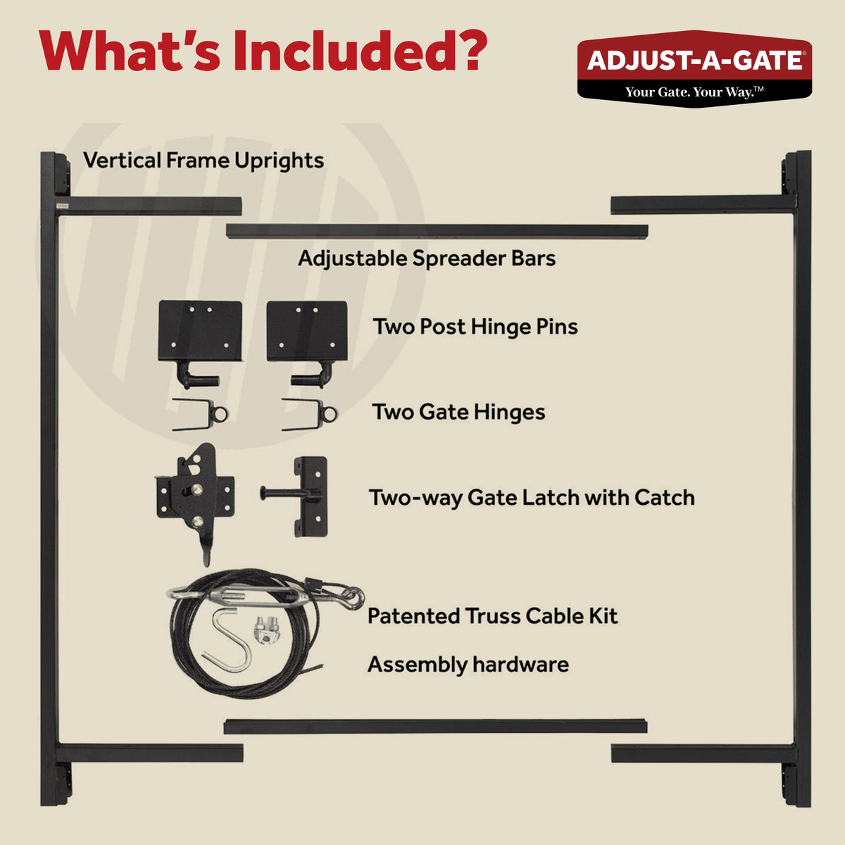 Adjust-A-Gate Gate Building Kit, 60"-96" Wide Opening Up To 5' High (Open Box) - VMInnovations