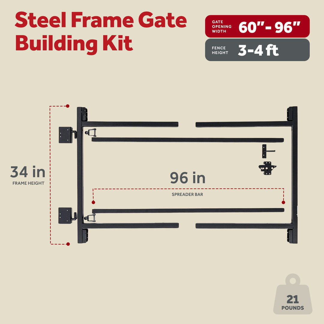 Adjust-A-Gate Steel Frame Gate Building Kit, 60-96 In Wide Opening 3-4 Feet High