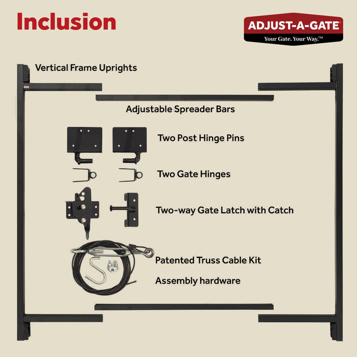 Adjust-A-Gate Steel Frame Gate Building Kit, 60-96" Wide Up To 4' High(Open Box) - VMInnovations