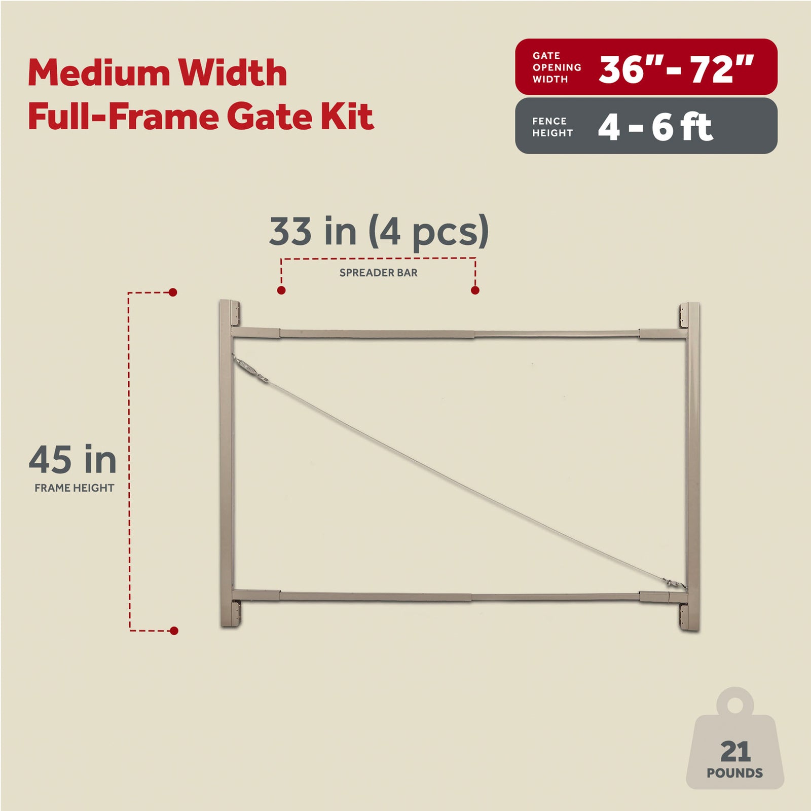 Adjust-A-Gate Steel Frame Gate Building Kit, 36"-72" Wide Opening Up To 6' High - VMInnovations