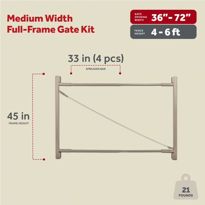 Adjust-A-Gate Steel Frame Gate Building Kit, 36"-72" Wide Opening Up To 6' High