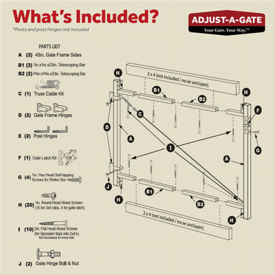 Adjust-A-Gate Steel Frame Gate Building Kit, 36"-72" Opening Up To 6' High(Used) - VMInnovations