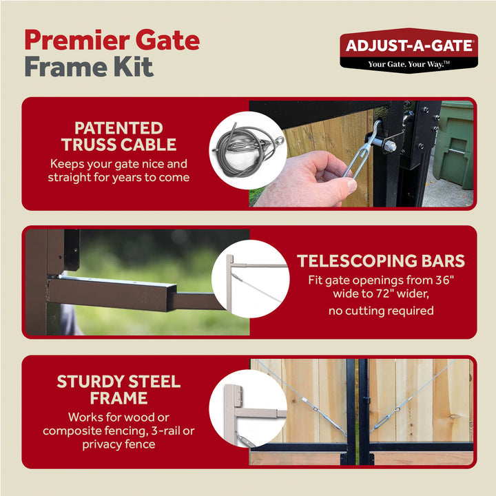 Adjust-A-Gate Steel Frame Gate Building Kit, 36"-72" Opening Up To 6' High(Used)