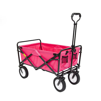 Mac Sports Durable Folding Outdoor Garden Utility Wagon Cart, Pink (Open Box) - VMInnovations