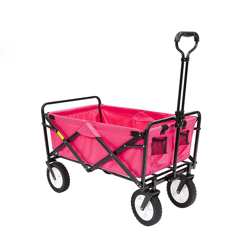 Mac Sports Collapsible Folding Outdoor Garden Utility Wagon Cart, Pink (Used)