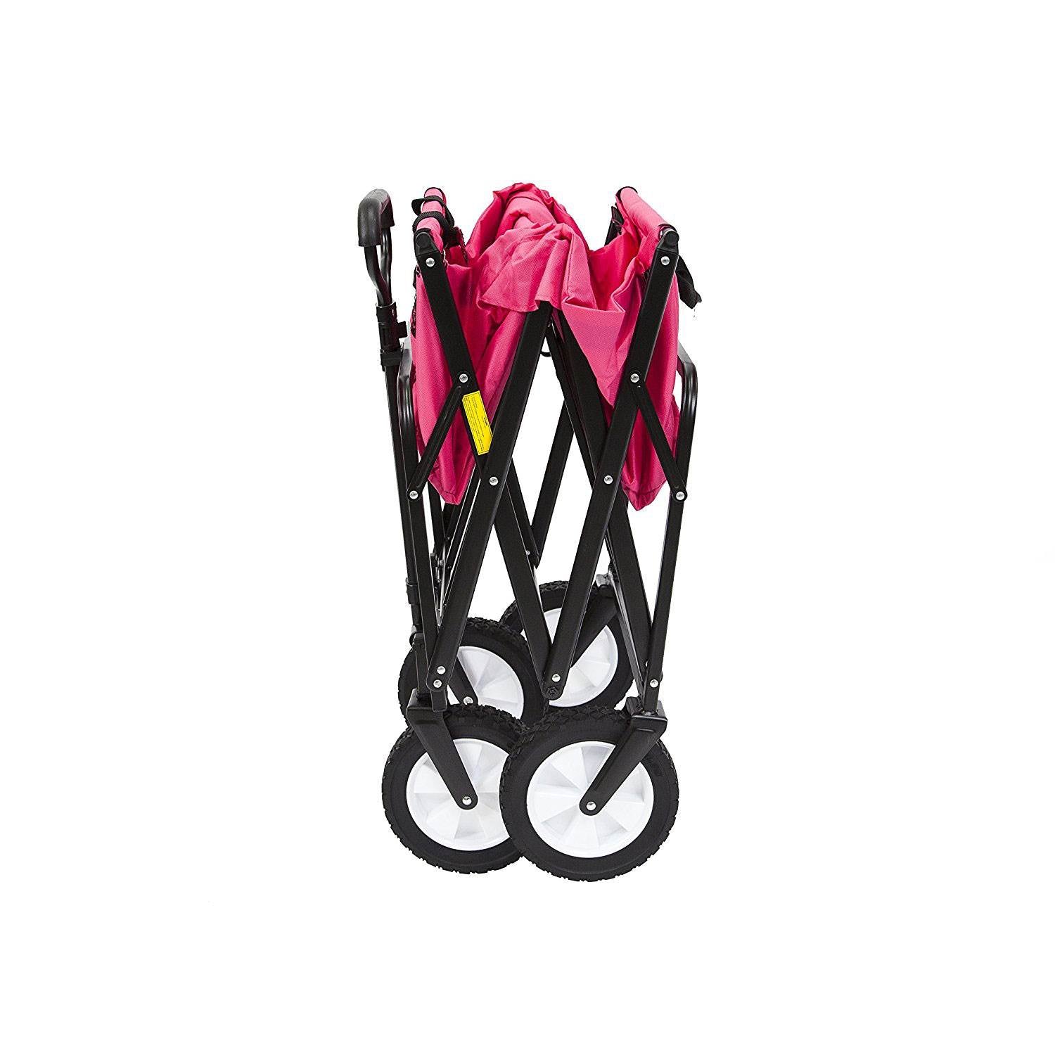 Mac Sports Durable Folding Outdoor Garden Utility Wagon Cart, Pink (Open Box) - VMInnovations
