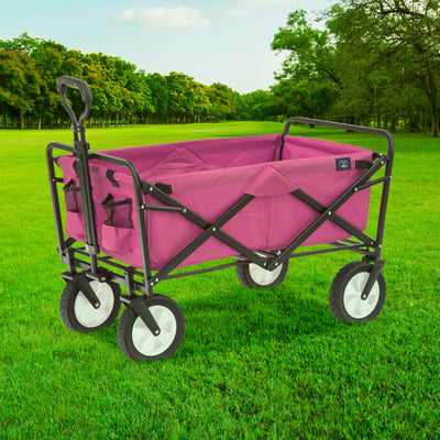 Mac Sports Durable Folding Outdoor Garden Utility Wagon Cart, Pink (Open Box) - VMInnovations