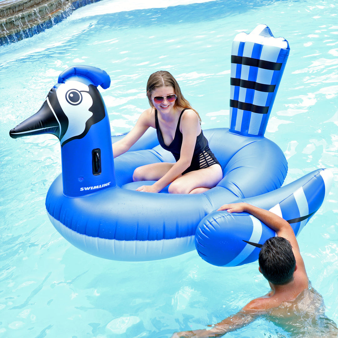 Swimline Giant 91" Inflatable Mega Blue Jay Ride On Swimming Pool Float Raft