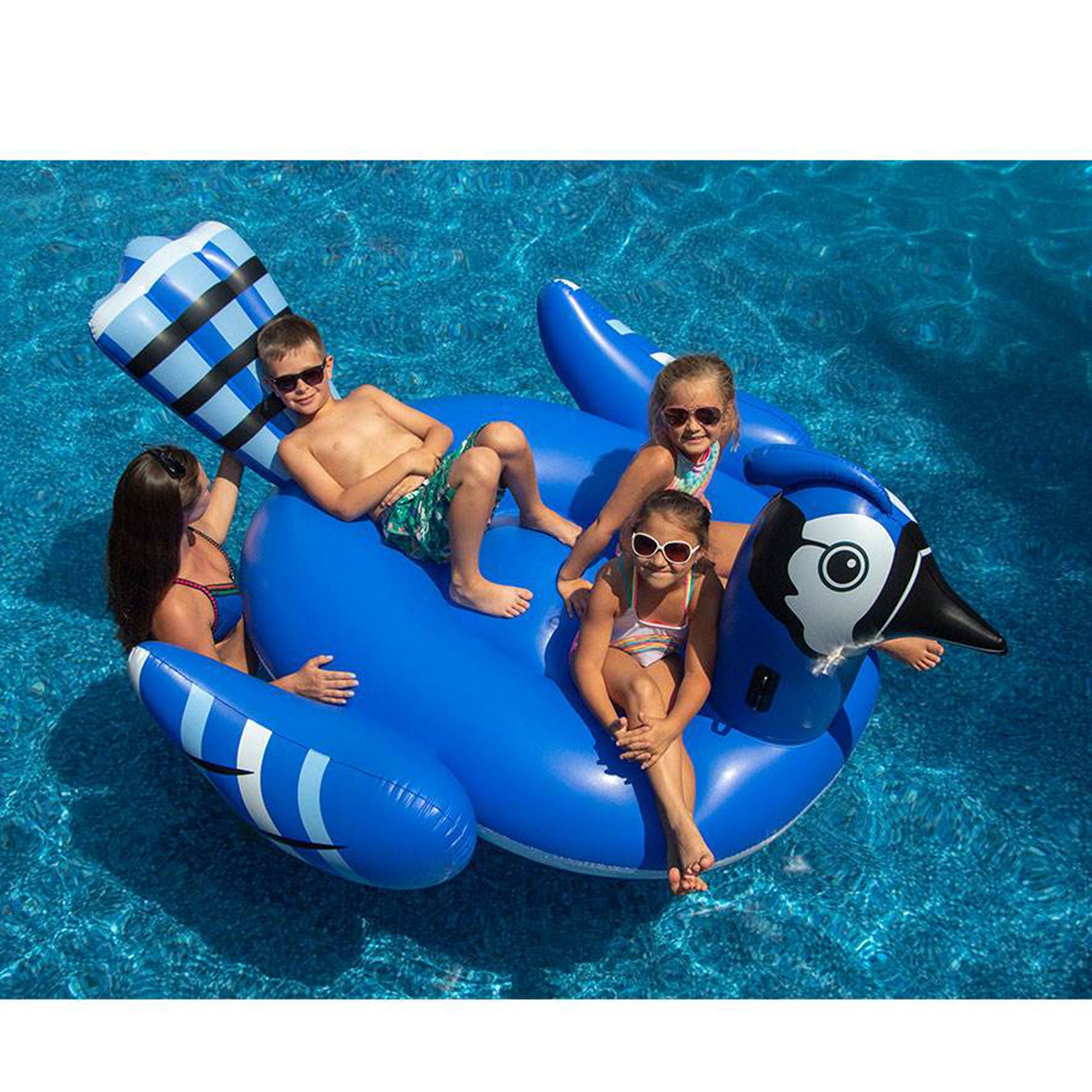 Swimline Giant 91" Inflatable Mega Blue Jay Ride On Swimming Pool Float Raft - VMInnovations