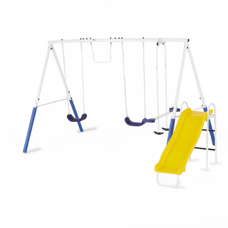 XDP Recreation Blue Ridge Play Outdoor Swing Set with Glider, 2 Swings & Slide