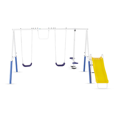XDP Recreation Blue Ridge Play Outdoor Swing Set with Glider, 2 Swings & Slide