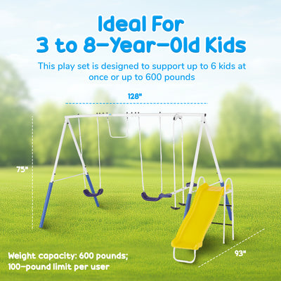 XDP Recreation Blue Ridge Play Outdoor Swing Set, Slide and Triple Fun Go Round