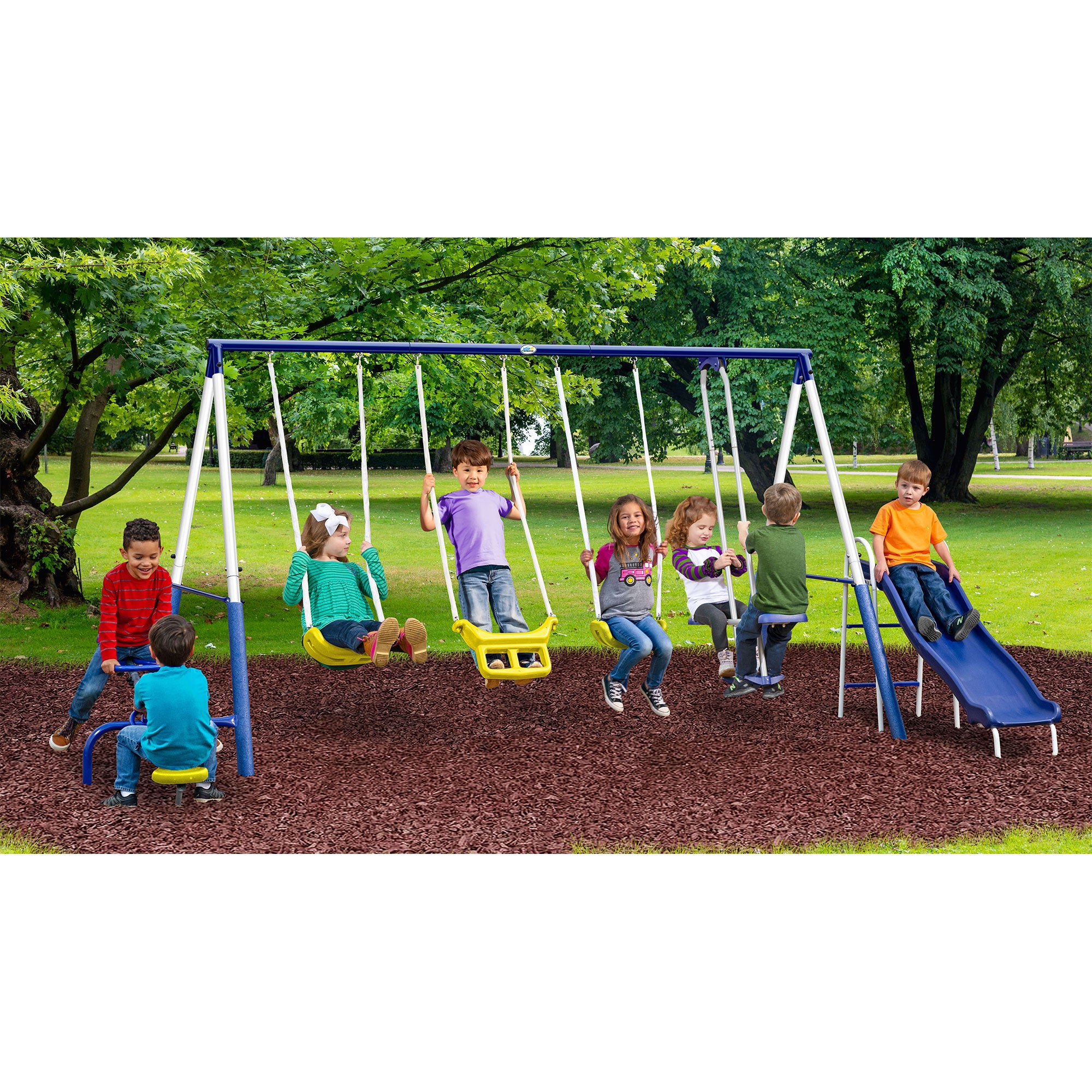 XDP Recreation Playground Play Swing Set with Slide & Ground Anchor Kit (2 Pack)