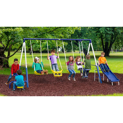 XDP Recreation Playground Play Swing Set with Slide & Ground Anchor Kit (2 Pack)