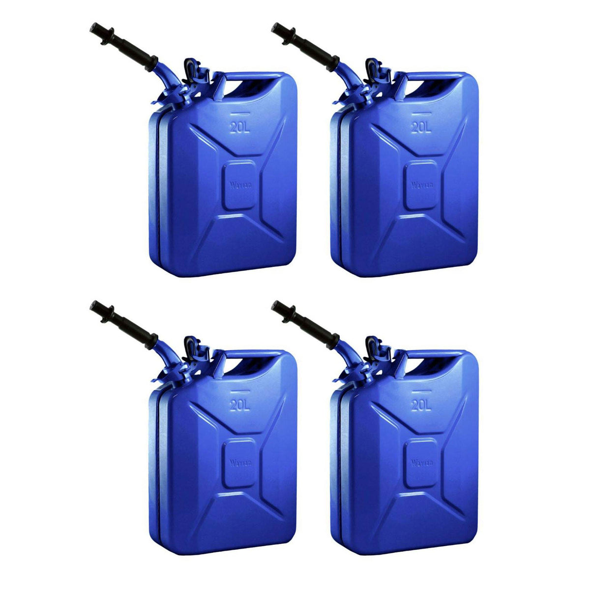 4 Pack Wavian 3012 5.3 Gal 20L Authentic CARB  Jerry Can with Spout, Blue