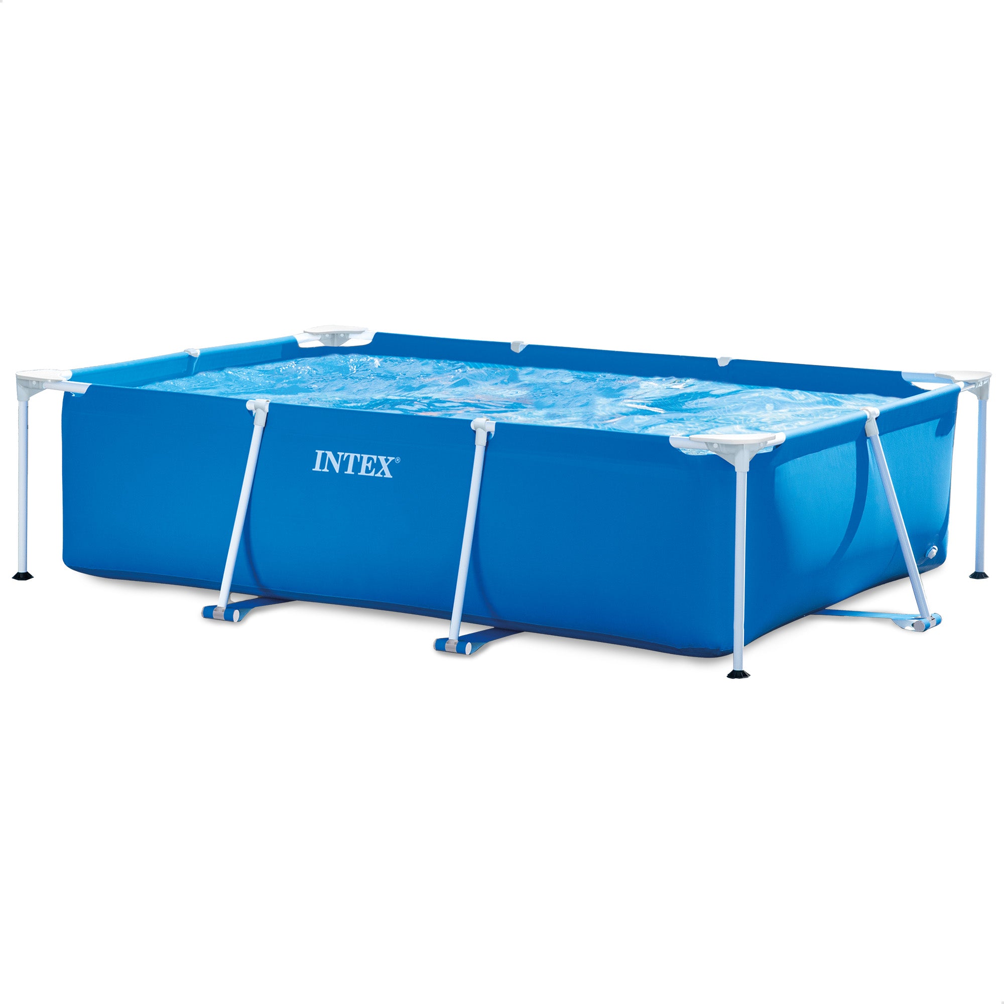 Intex 8.5ft x 26in Rectangular Frame Above Ground Backyard Pool, Blue (Used)