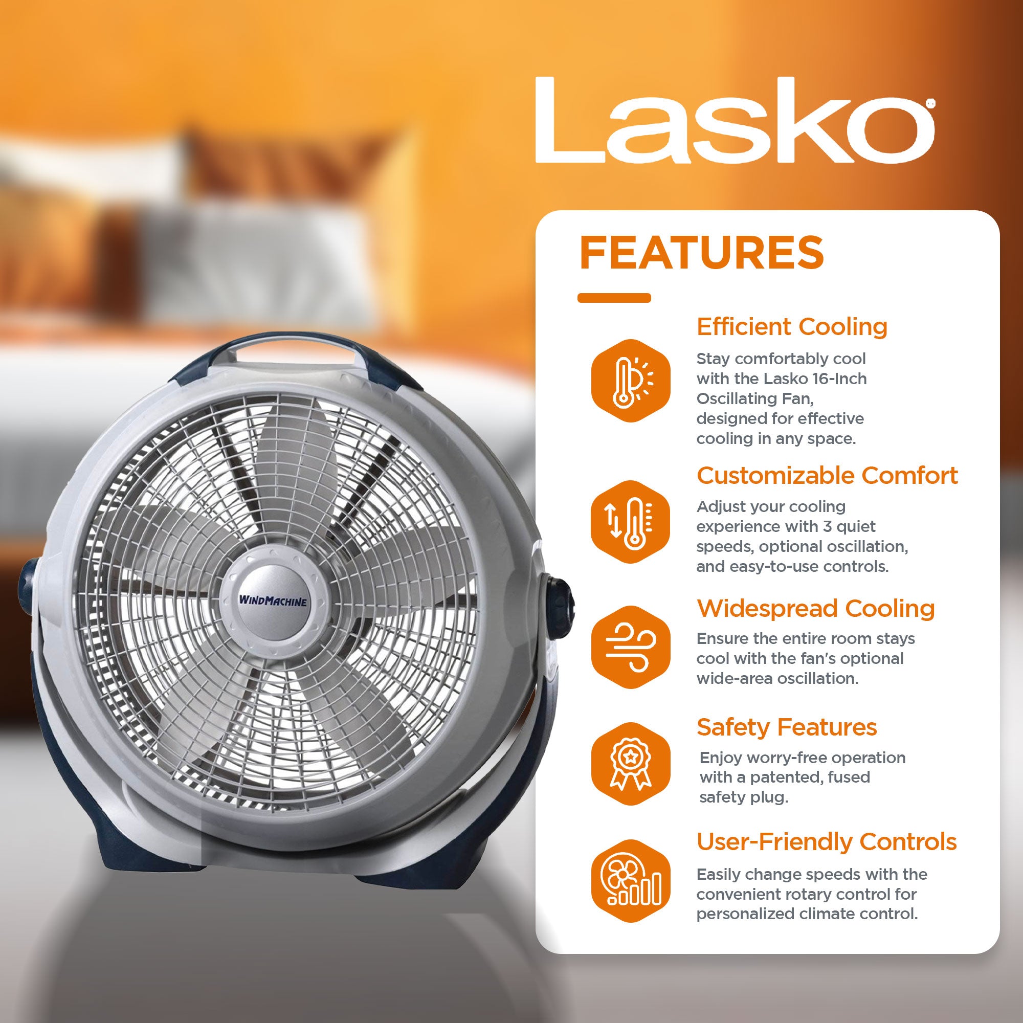 Lasko Wind Machine 3300 20" 3 Speed Cooling Pivoting Head Floor Fan (Open Box) - VMInnovations