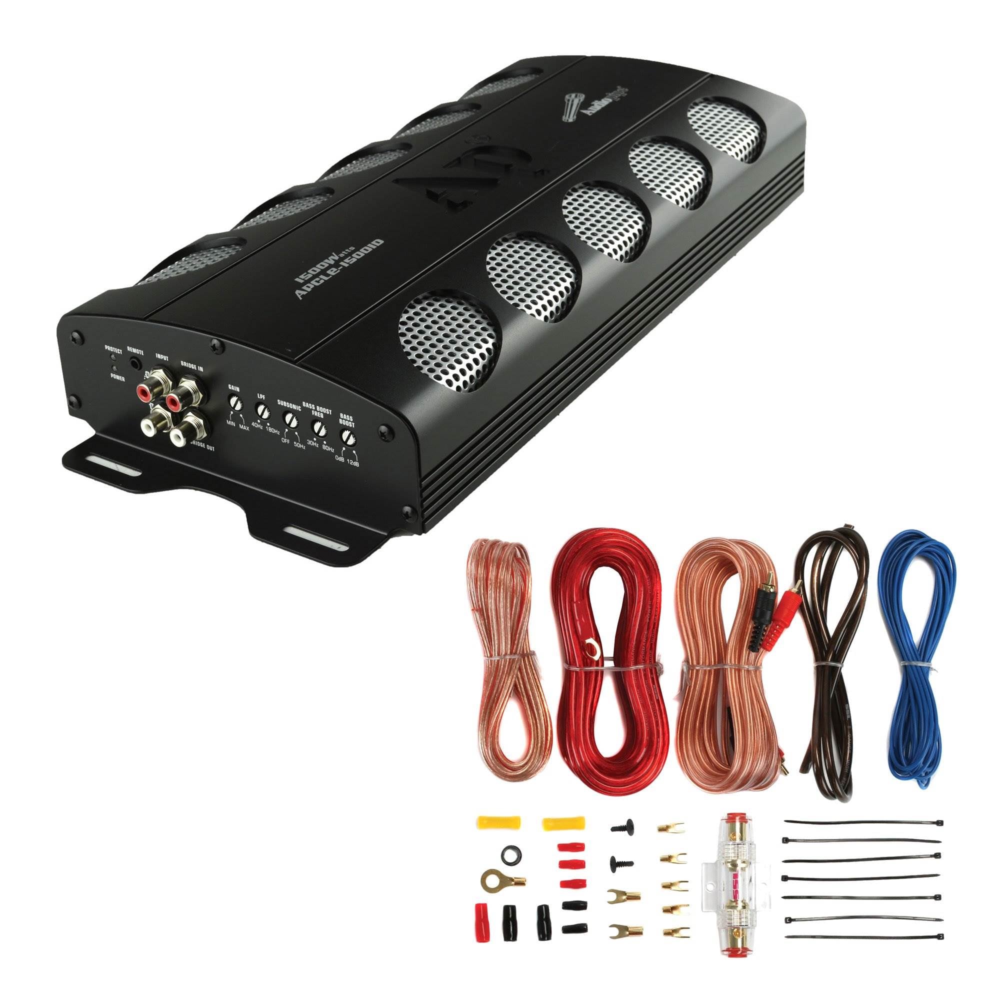 Audiopipe APCLE-15001D 1500W Class D 1 Ohm Car Audio Mono Amplifier + Wiring Kit